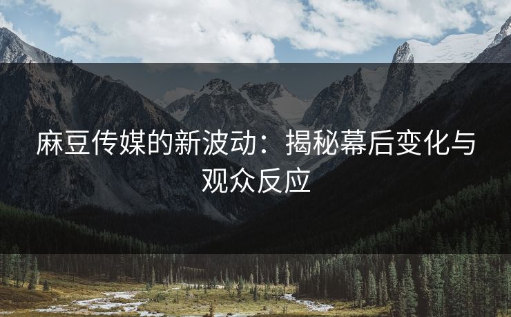 麻豆传媒的新波动：揭秘幕后变化与观众反应