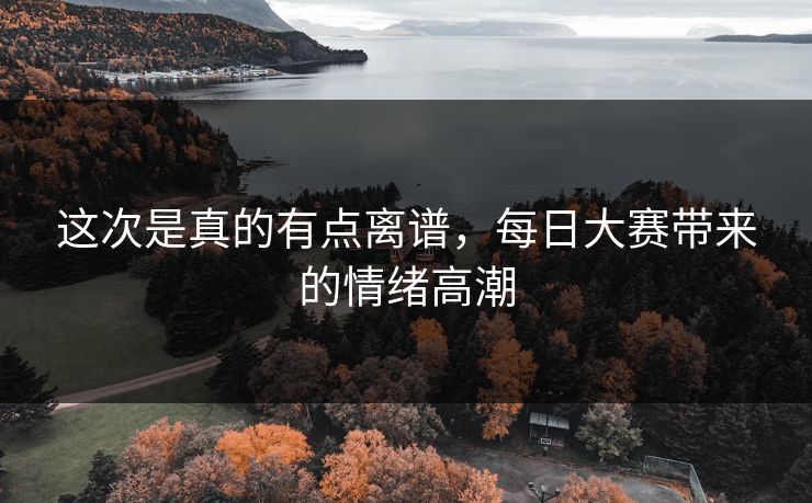 这次是真的有点离谱，每日大赛带来的情绪高潮